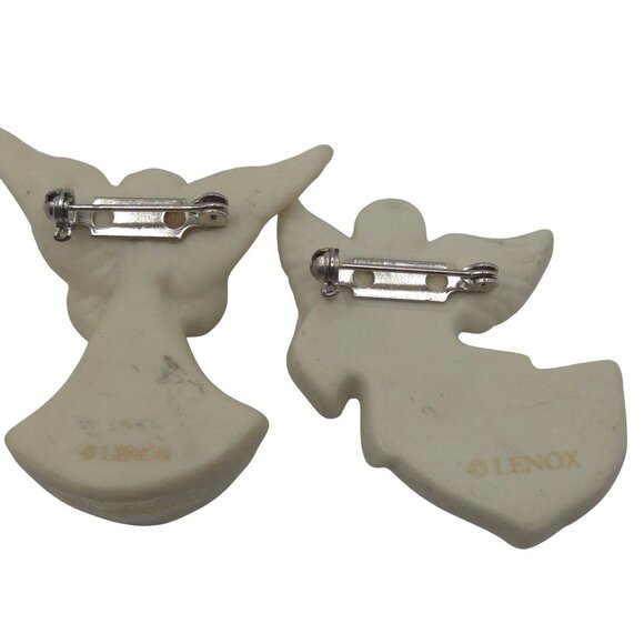 VTG Brooch 2PC Lenox White Stoneware Porcelain Angel GoldTone Religious Keepsake - Picture 11 of 13